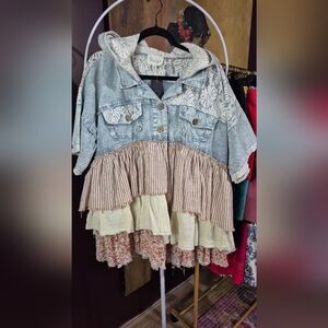 Women's Oli & Hali  Denim and Lace Ruffle Jacket